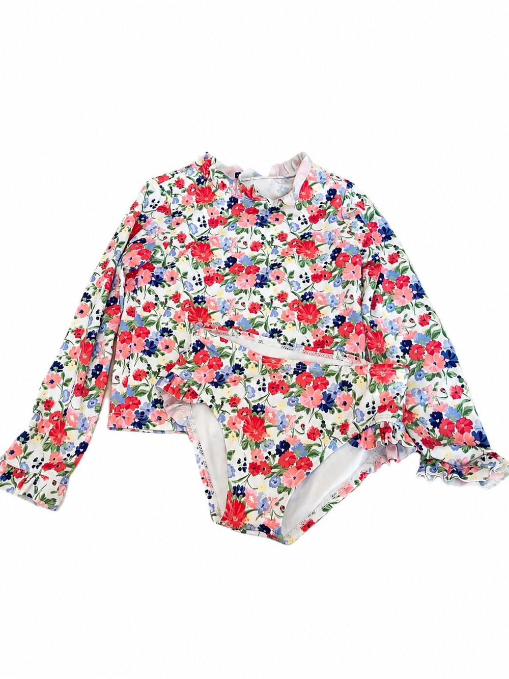 Janie and Jack Floral Long-Sleeve Rashguard Set - Pink, Blue & Green
